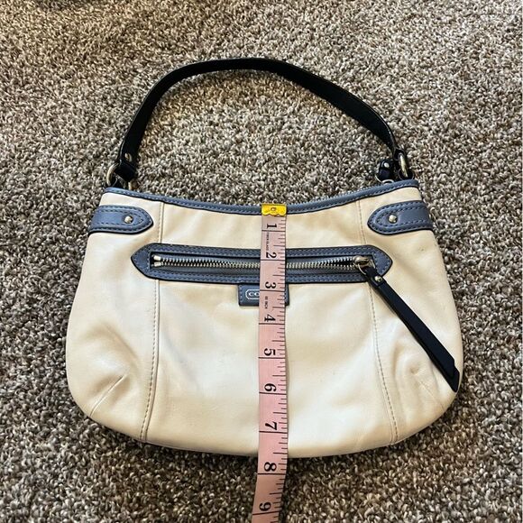 Vintage Coach Daisy Spectator Leather Shoulder/ Handbag Parchment/ Slate Blue - Picture 15 of 16